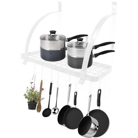 Wall Mounted Pot Rack with Hooks