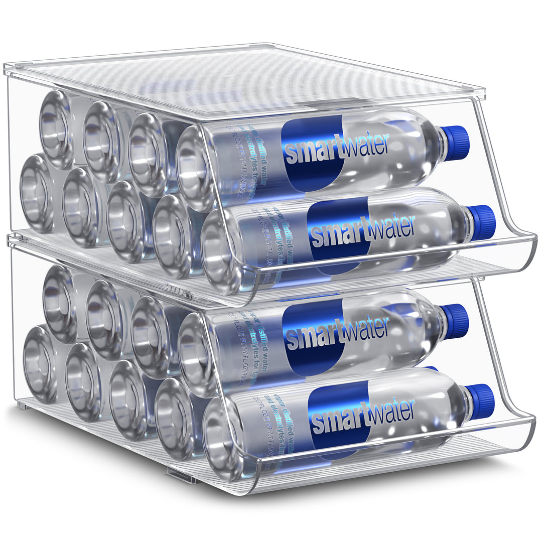 Sorbus Set of 2 Water Bottle Organizer Bins with Lids - Can and Bottle Holder Drink Dispenser
