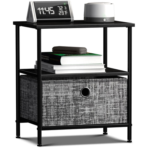 1-Drawer Nightstand Table (Textured Gray Print)