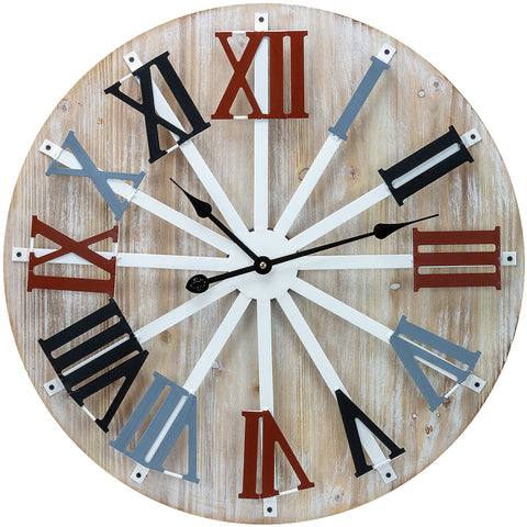 24" Wall Clock (Multi-color Wood Roman)