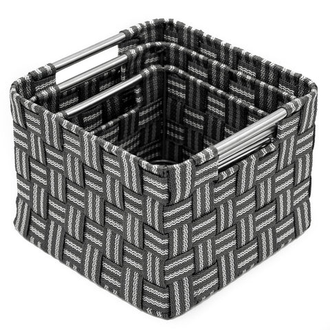 Double Woven Basket Bin Set (3 Pc)