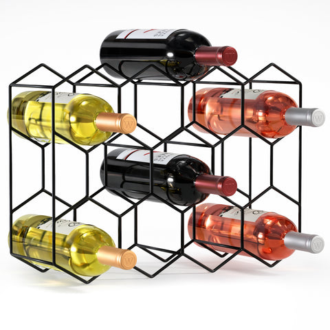 Stackable 14 Bottle Honeycomb Metal Wine Rack