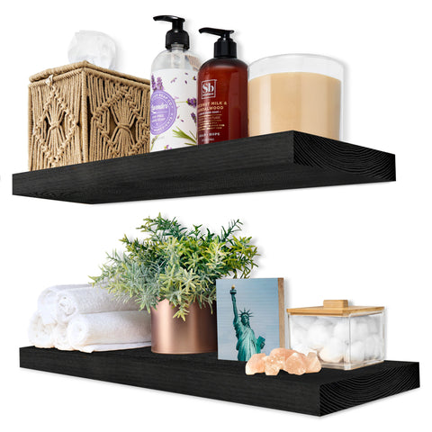 Solid Wood Floating Shelves (16”, Set of 2)