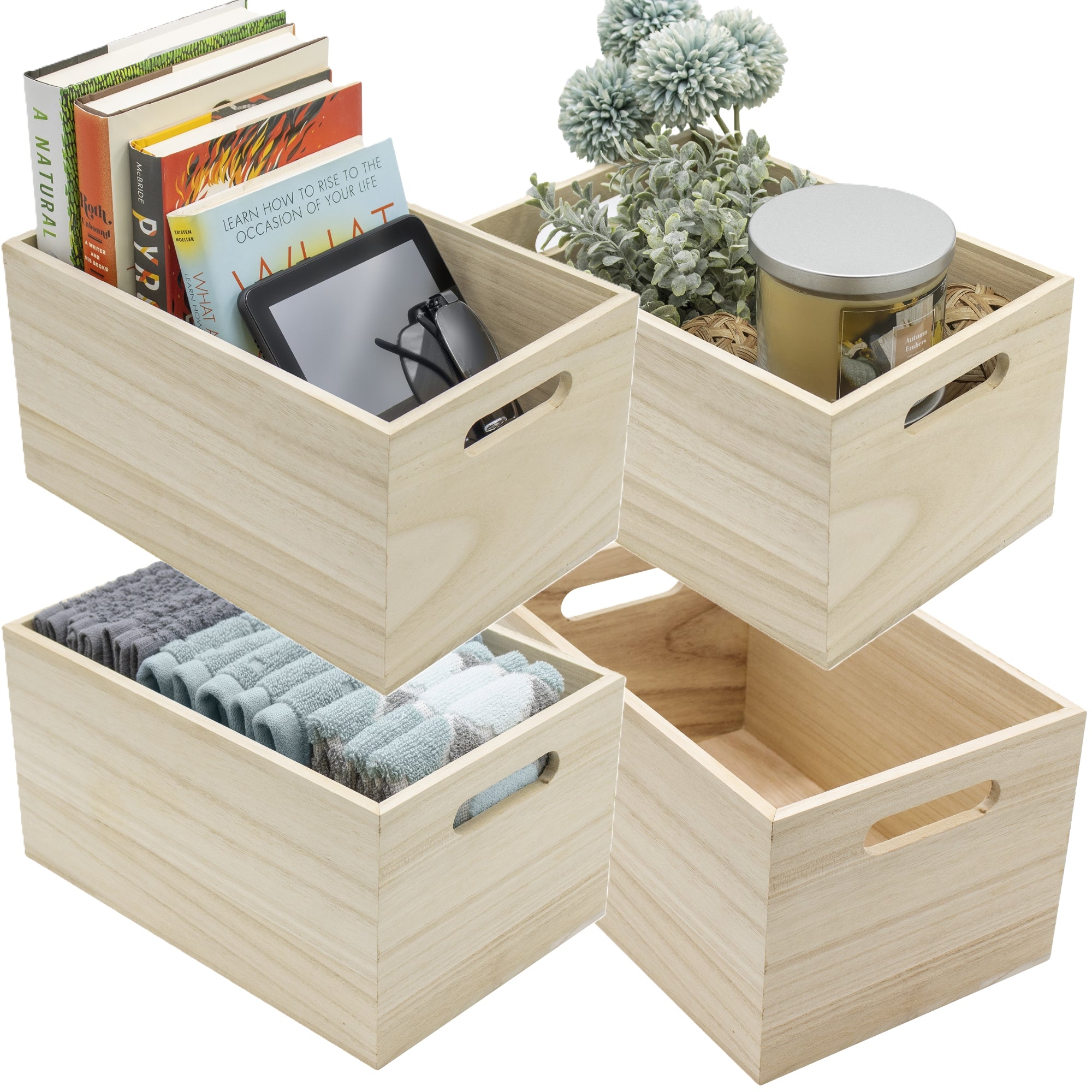 Box Craites Unfinished Wood Box Crates (4 Piece) – Sorbus Home