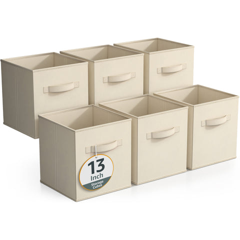 13" Large Cube Storage Bins (6 Pack Solid)