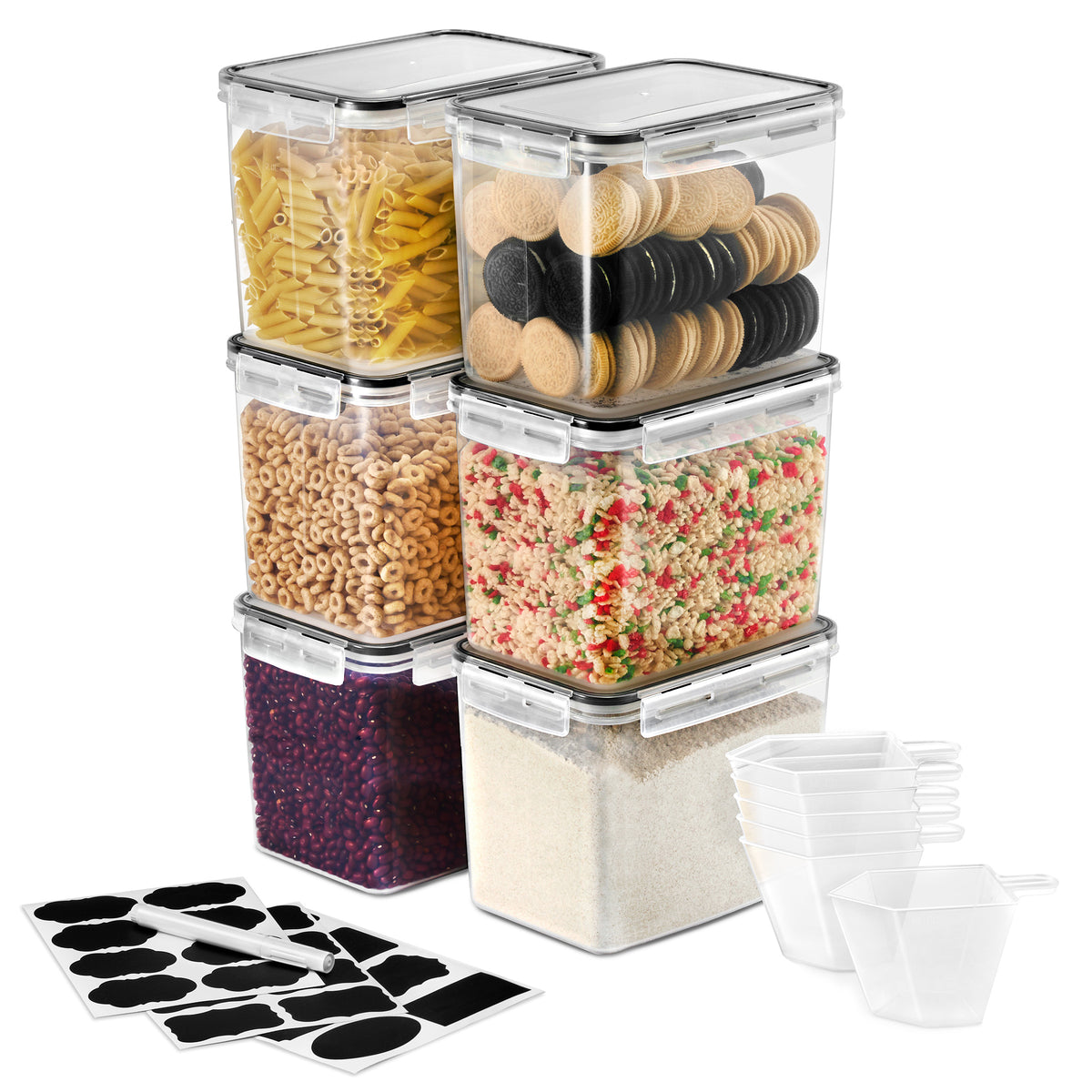 Large Narrow Food Storage Containers (Set of 6)