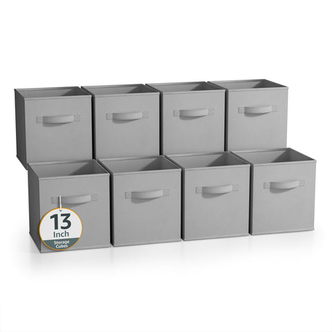 13" Large Cube Storage Bin ( 8 Pack, Neutral)