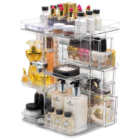 360Â° Makeup Organizer Carousel (3 Drawer)