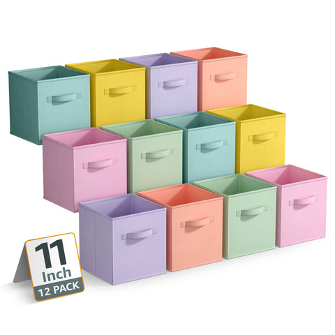 11" Cube Storage Bins 12 Pack Multicolored Set