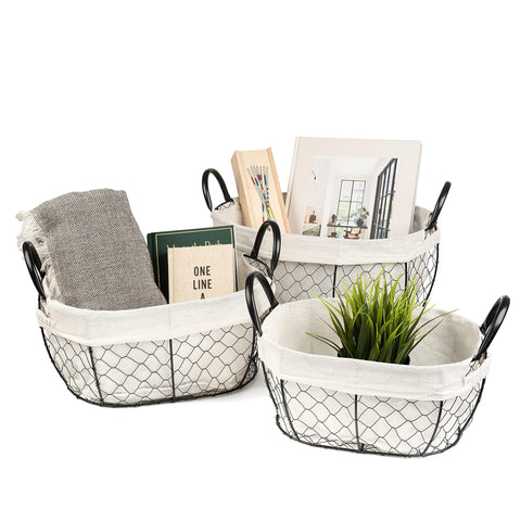 Chicken Wire Storage Baskets (Set of 3)