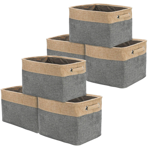 Twill Rope Fabric Storage Bins for Shelves (6 Pack)