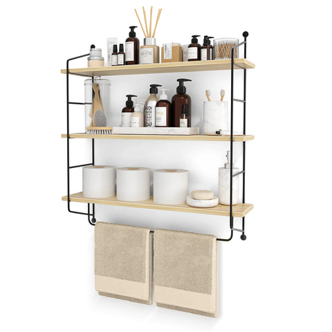 Floating Bathroom Shelf with Metal Brackets (3 Tier)