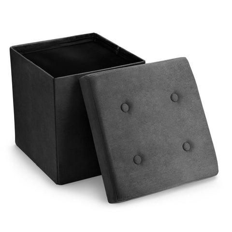 Faux Suede Storage Ottoman Cube
