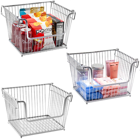 Farmhouse Wire Scoop Basket Bins (3 Pack)