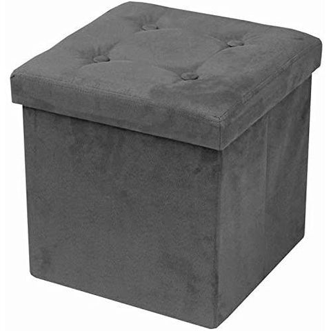 Faux Suede Storage Ottoman Cube