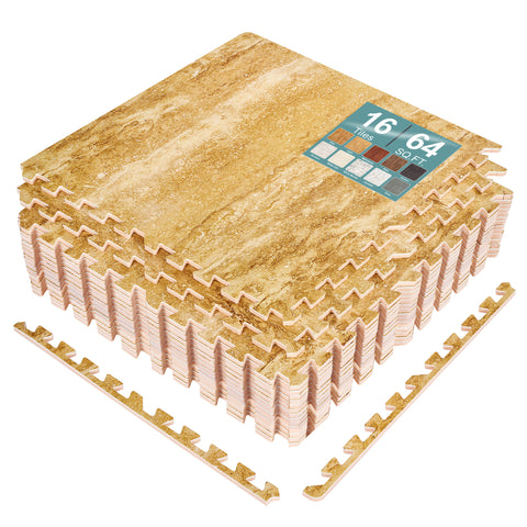 16 Tiles 64 Sq ft Wood Grain Foam Mats