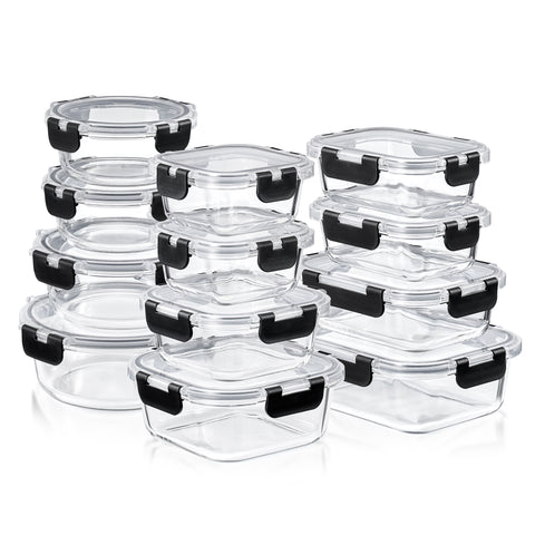 Glass Food Storage Airtight Containers with Lids (24 Pcs)