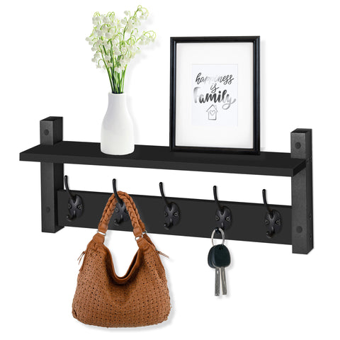 Coat Hooks Wall Mount Floating Shelf (Large & XL)