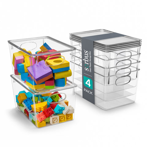 Clear Plastic Bins w/ Lids for Toys (Large)
