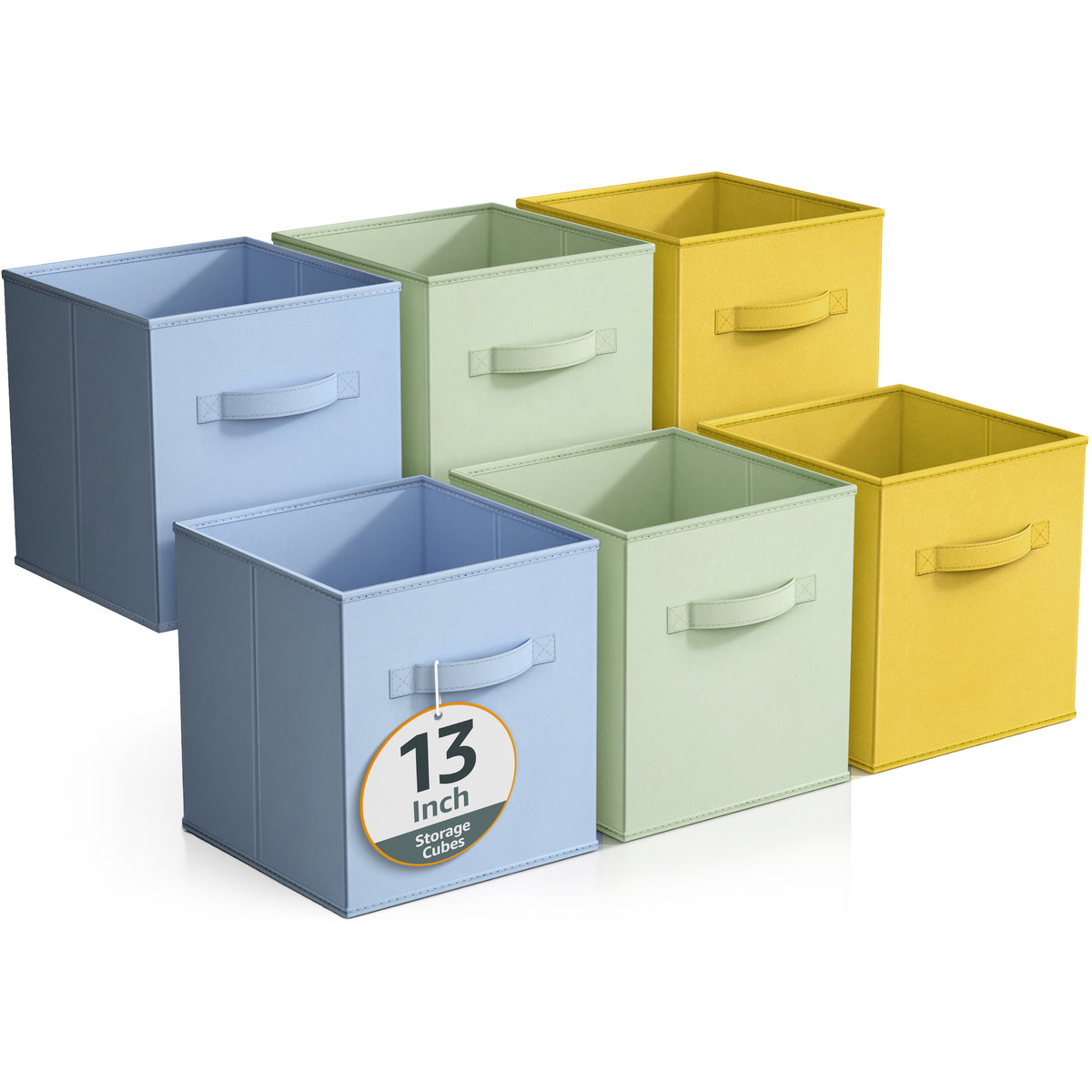 13" Large Cube Storage Bins (6 Pack Multi)