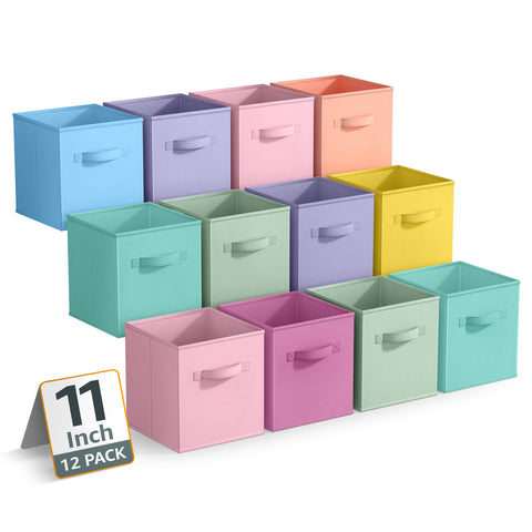 11" Cube Storage Bins 12 Pack Multicolored Set