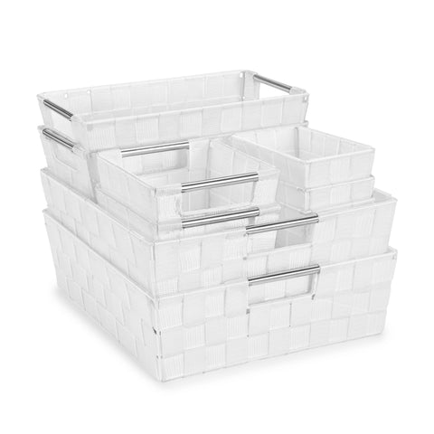 Basket Bin Flat Set Double Woven (9 Pack)