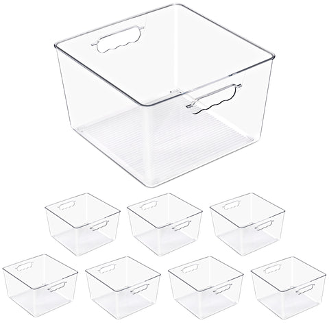 Clear Cube Storage Bins with Handles