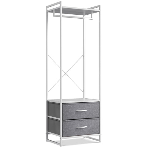 2 Drawer Tall Clothing Rack Storage