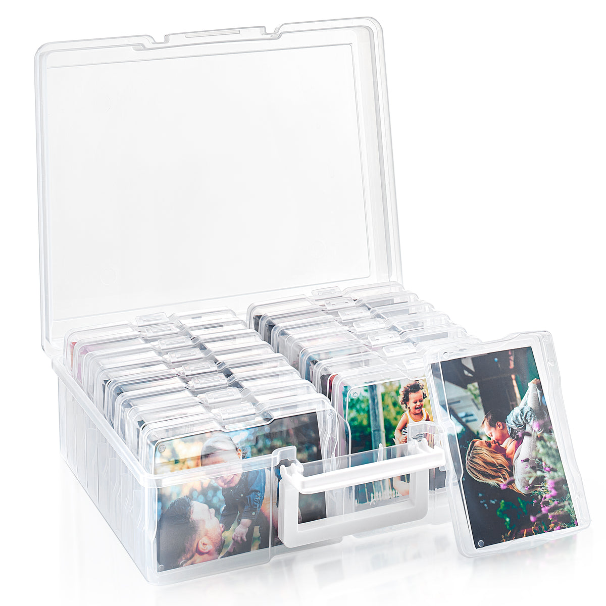 Clear Photograph Organizer Box with 16 Cases