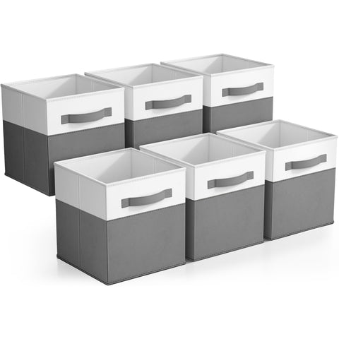 11" Cube Storage Fabric Bins (Two-Toned, 6 Pack)