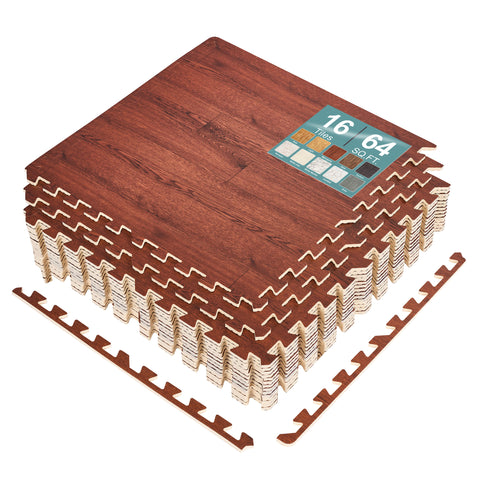 16 Tiles 64 Sq ft Wood Grain Foam Tiles