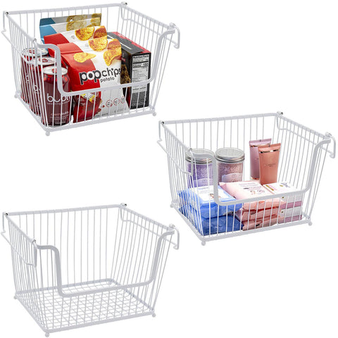 Farmhouse Wire Scoop Basket Bins (3 Pack)