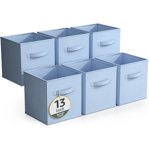 13" Large Cube Storage Bins (6 Pack Solid)