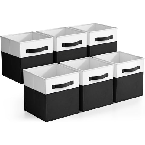 11" Cube Storage Fabric Bins (Two-Toned, 6 Pack)