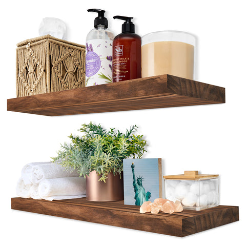 Solid Wood Floating Shelves (16”, Set of 2)