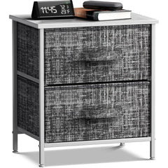 2-Drawer Nightstand Lightweight With Display Wood Surface & Storage Pull-Out Foldable Drawers