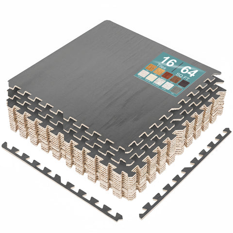 16 Tiles 64 Sq ft Wood Grain Foam Mats