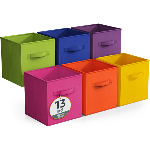 13" Large Cube Storage Bins (6 Pack Multi)