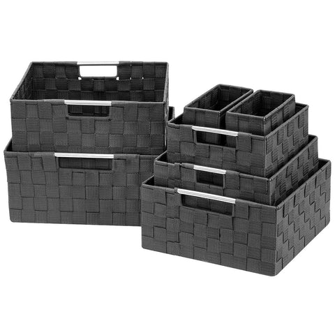 Double Woven Basket Bin Set (7 Pc)