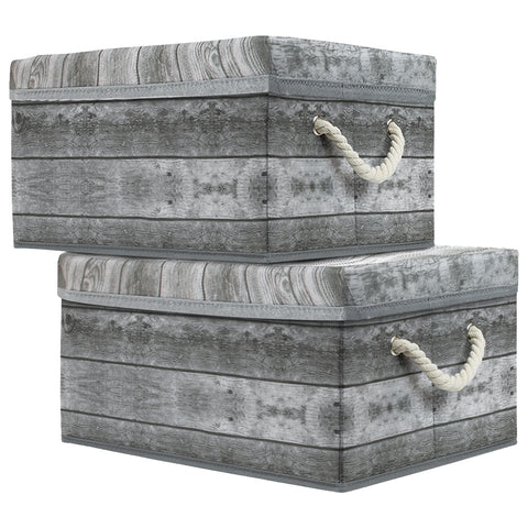 Pattern Storage Box (2 Pack Rustic Wood)