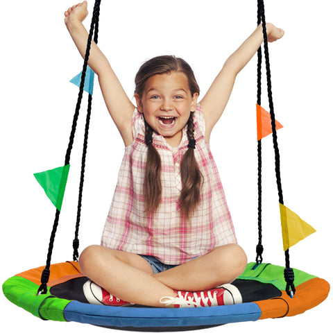 24" Saucer Tree Swing with Flags