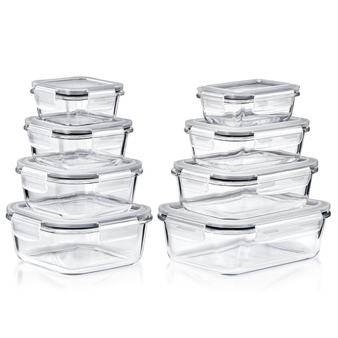 Glass Food Storage Containers with Lids (16 Pcs)