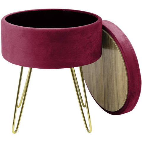 Velvet Footrest Storage with Gold Legs