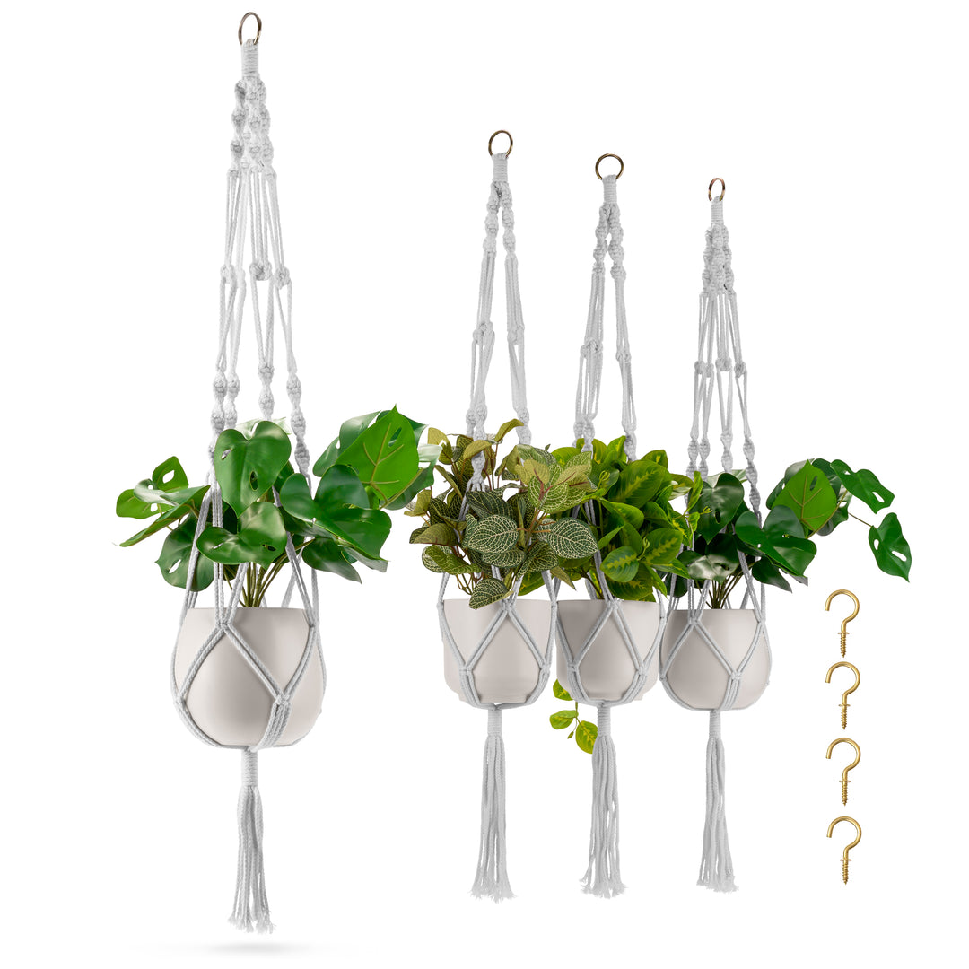 sorbus 4 pack metal hanging planter basket Macrame Plant Hanger – Sorbus Home