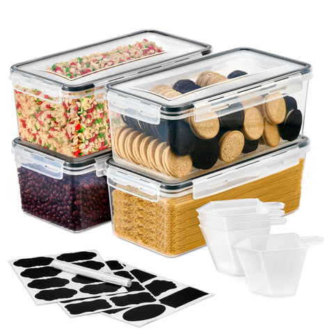 Long Rectangular Airtight Food Storage Containers with Lids (4 Pack)