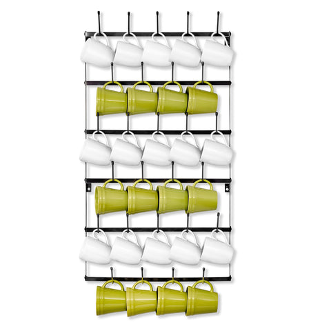 Wall-Mounted Coffee Mug Holder (27 Hooks)