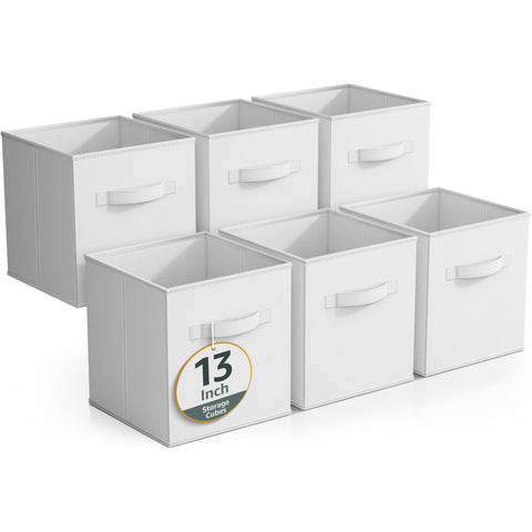 13" Large Cube Storage Bins (6 Pack Solid)