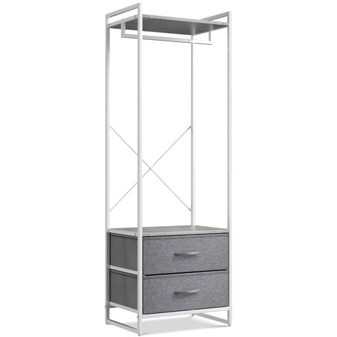 2 Drawer Tall Clothing Rack Storage