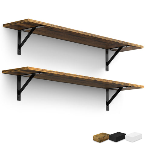 Wall Shelves with Metal Bracket (Set of 2)