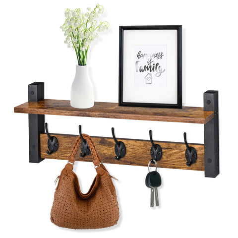 Coat Hooks Wall Mount Floating Shelf (Large & XL)